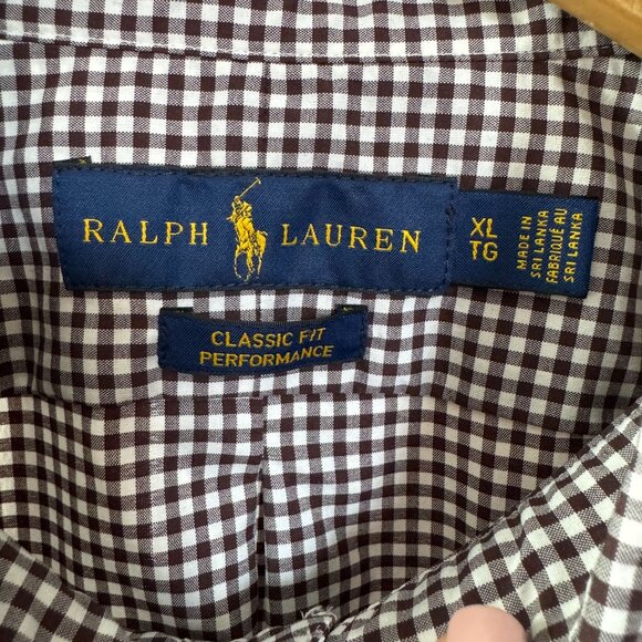Ralph Lauren Mens Checkered Button Down Shirt‎ Long Sleeve XL Performance Pony - Picture 4 of 7